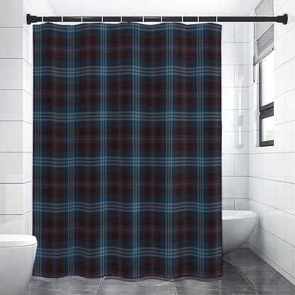 Dark Blue Tartan Pattern Print Shower Curtain
