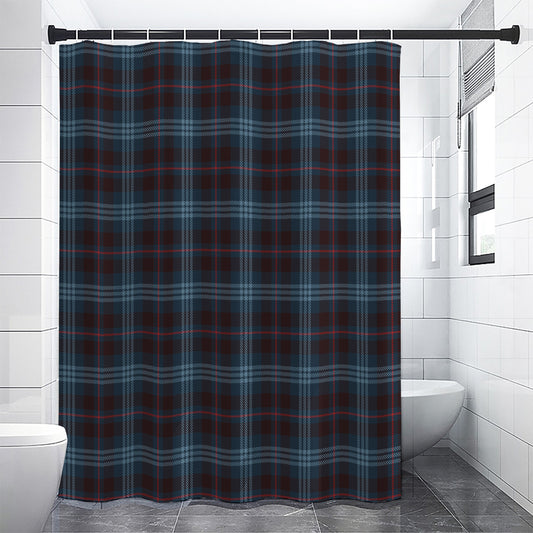 Dark Blue Tartan Pattern Print Shower Curtain