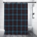 Dark Blue Tartan Pattern Print Shower Curtain
