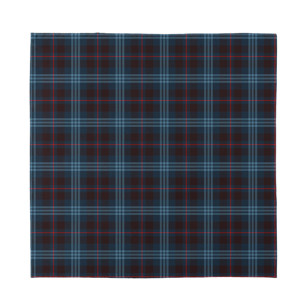 Dark Blue Tartan Pattern Print Silk Bandana