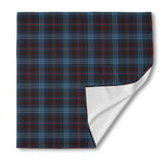 Dark Blue Tartan Pattern Print Silk Bandana