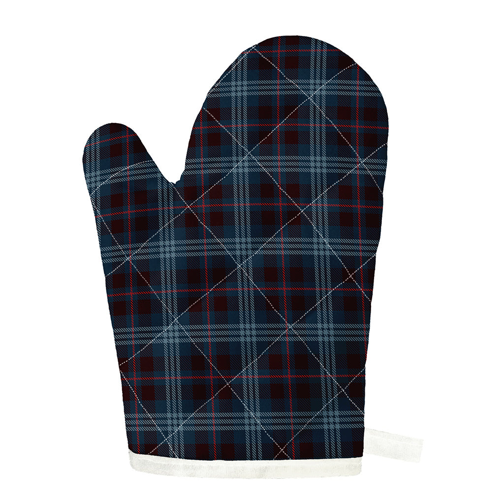 Dark Blue Tartan Pattern Print Single Oven Mitt