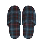 Dark Blue Tartan Pattern Print Slippers