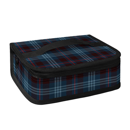 Dark Blue Tartan Pattern Print Small Lunch Bag