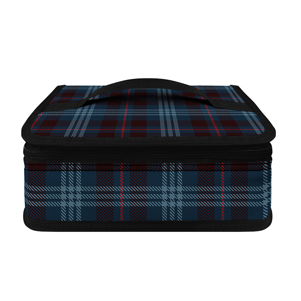 Dark Blue Tartan Pattern Print Small Lunch Bag