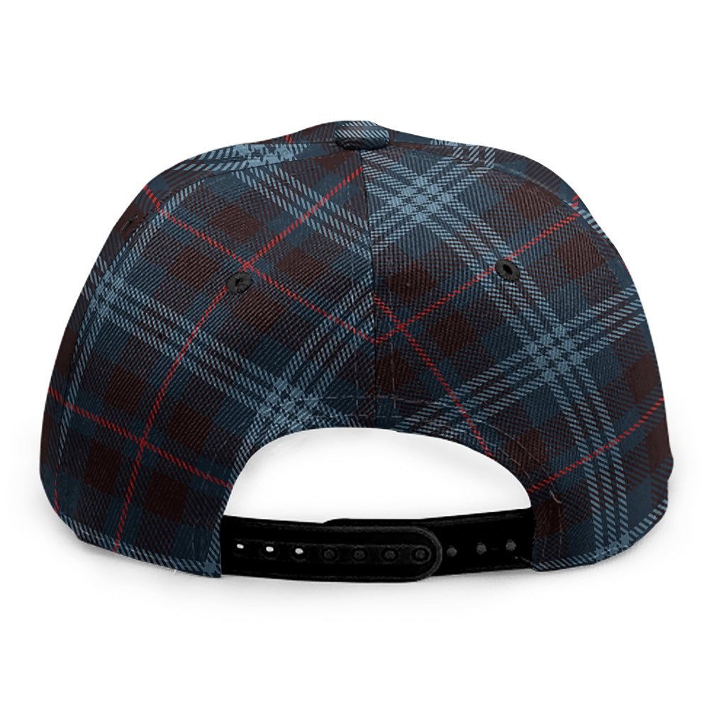 Dark Blue Tartan Pattern Print Snapback Cap