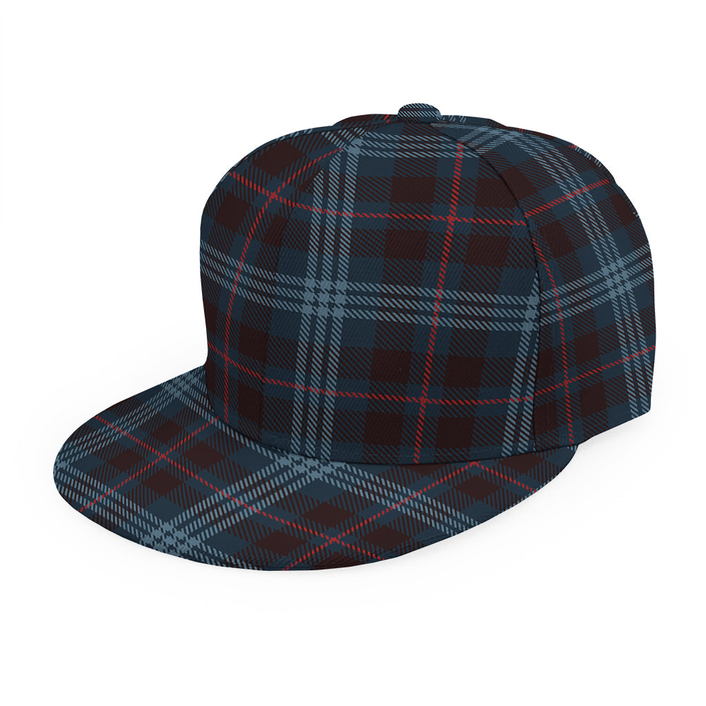 Dark Blue Tartan Pattern Print Snapback Cap