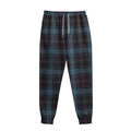 Dark Blue Tartan Pattern Print Sweatpants