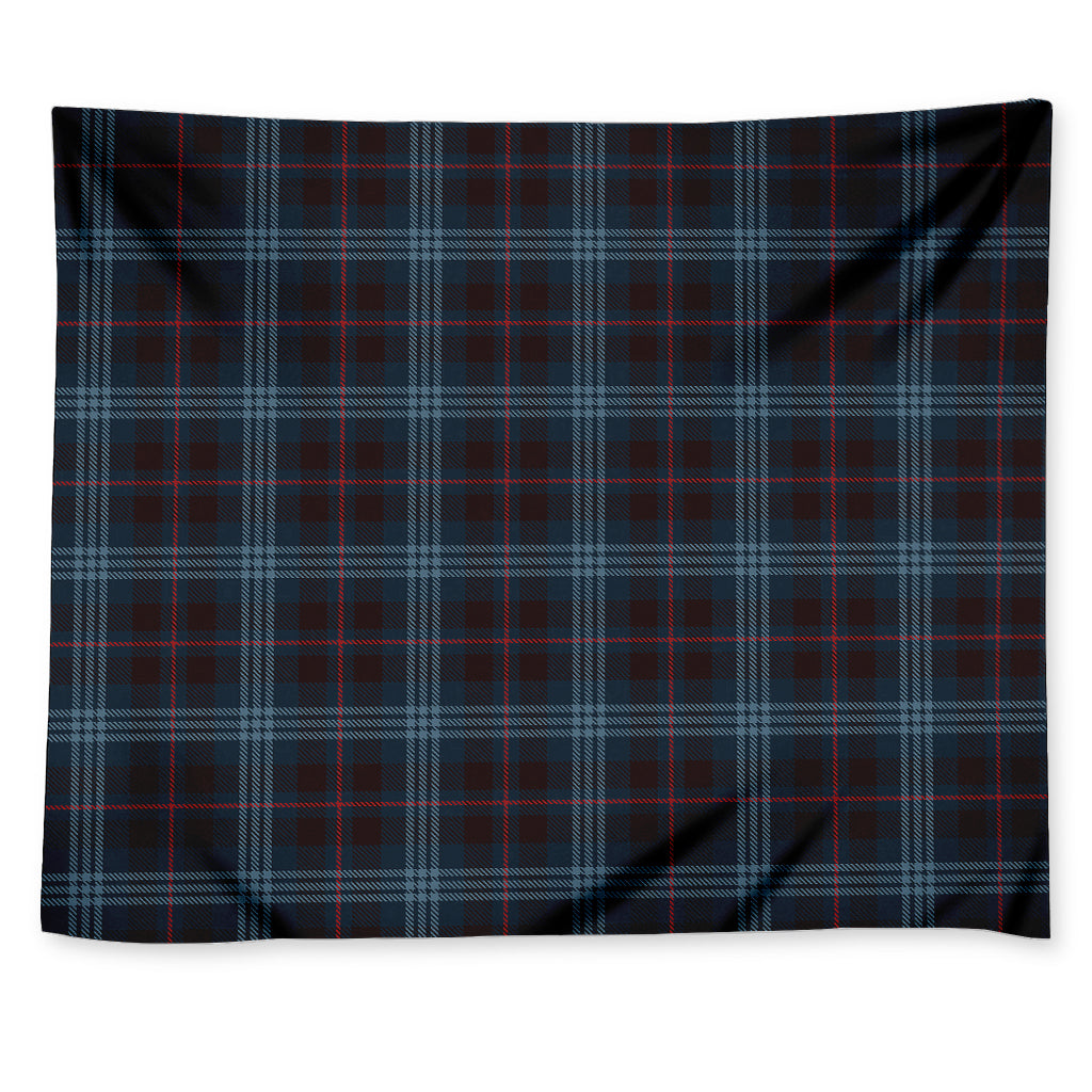 Dark Blue Tartan Pattern Print Tapestry