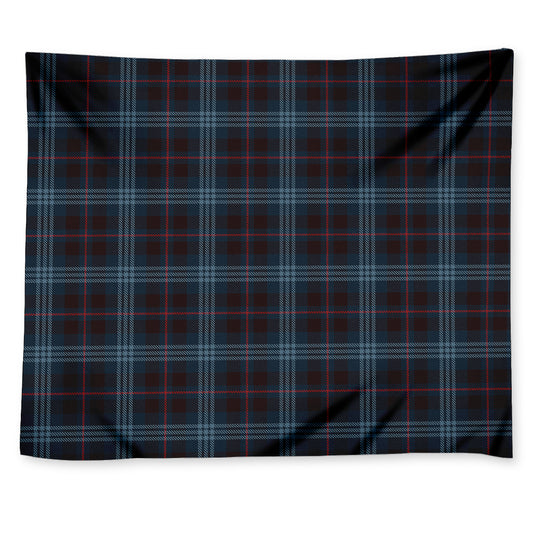 Dark Blue Tartan Pattern Print Tapestry