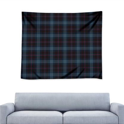 Dark Blue Tartan Pattern Print Tapestry
