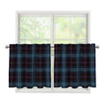 Dark Blue Tartan Pattern Print Tier Curtains