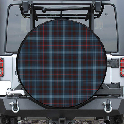 Dark Blue Tartan Pattern Print Tire Cover