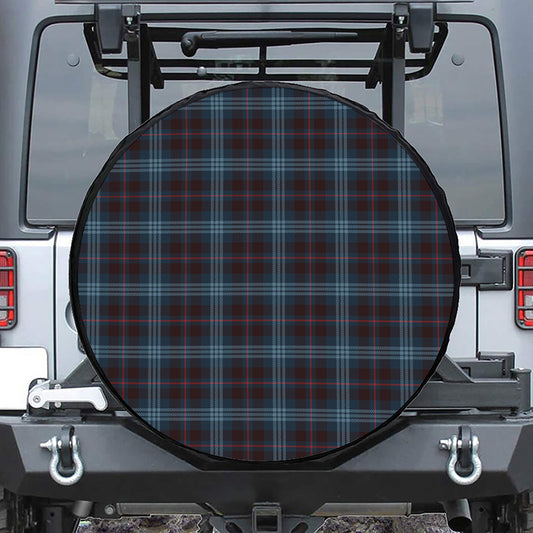 Dark Blue Tartan Pattern Print Tire Cover