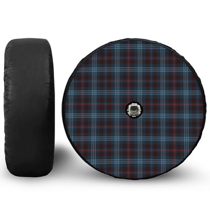 Dark Blue Tartan Pattern Print Tire Cover With Camera Hole