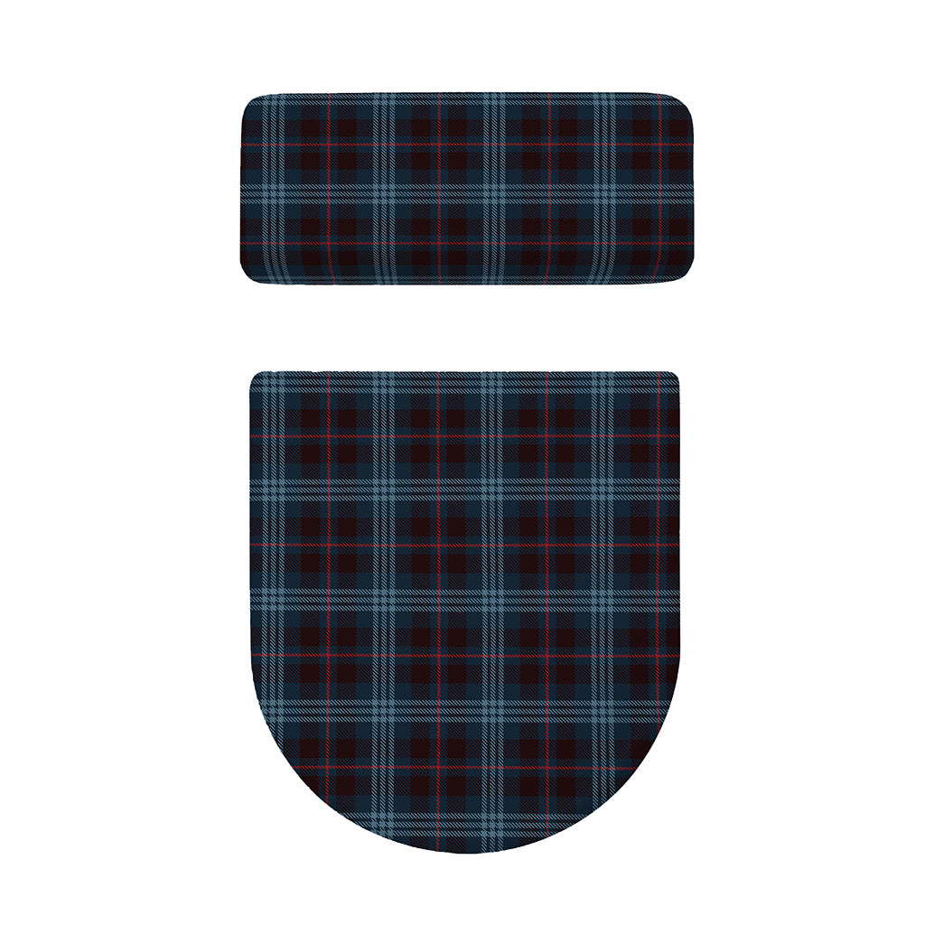 Dark Blue Tartan Pattern Print Toilet Lid And Tank Cover Set