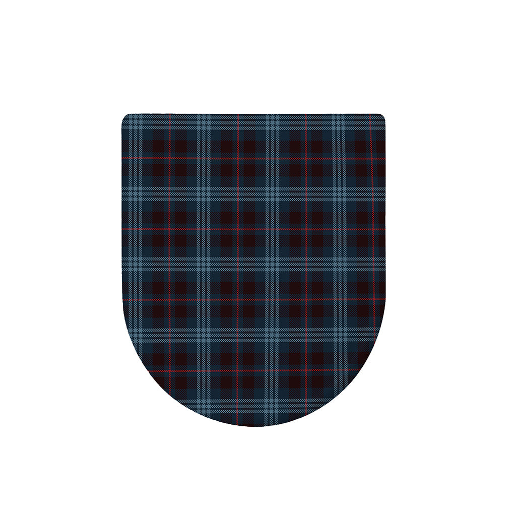 Dark Blue Tartan Pattern Print Toilet Lid Cover