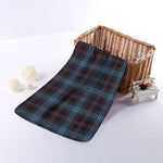 Dark Blue Tartan Pattern Print Towel