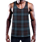 Dark Blue Tartan Pattern Print Training Tank Top