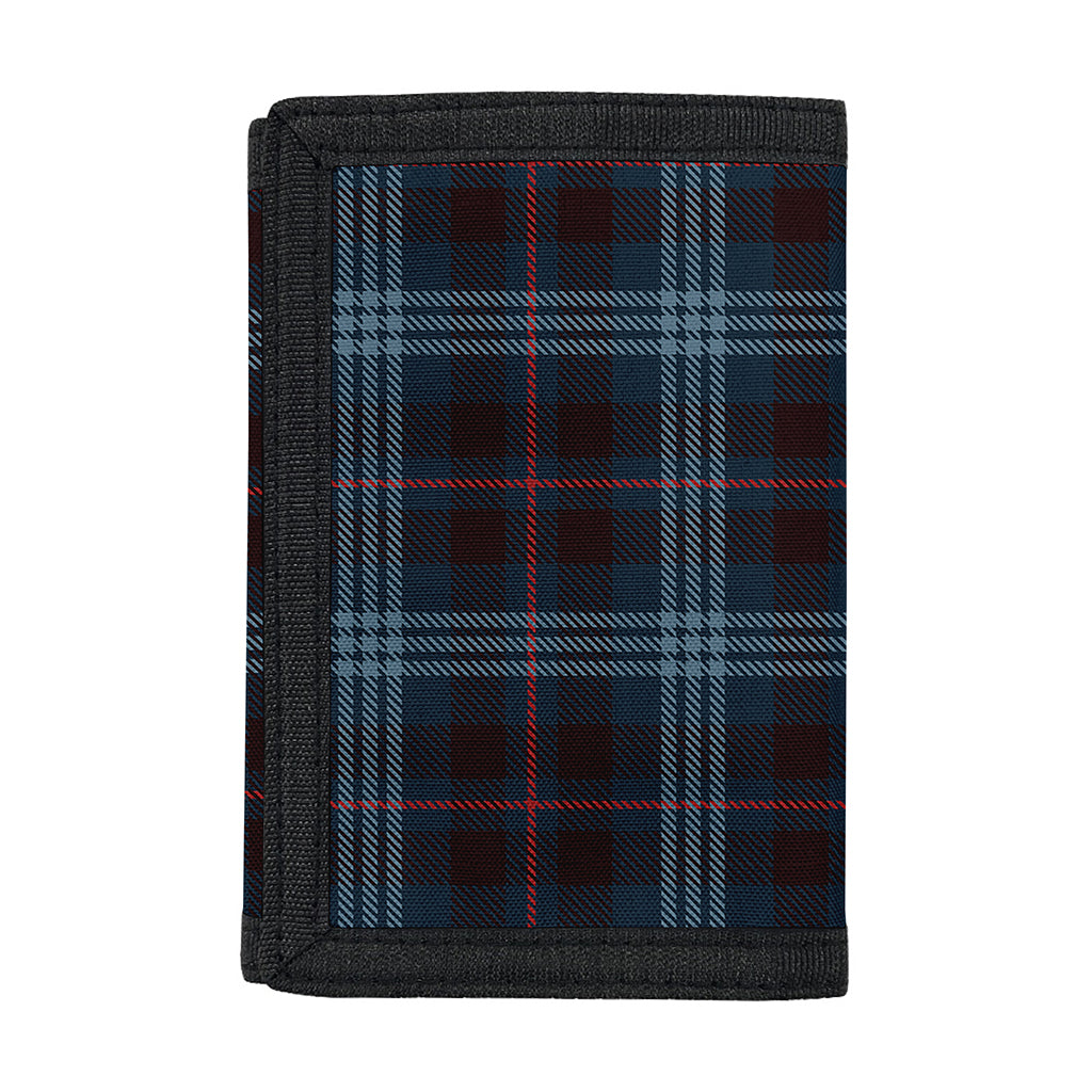 Dark Blue Tartan Pattern Print Trifold Wallet