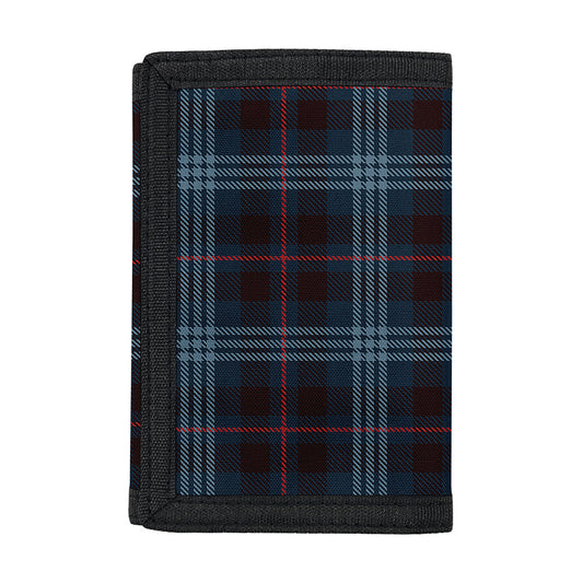Dark Blue Tartan Pattern Print Trifold Wallet