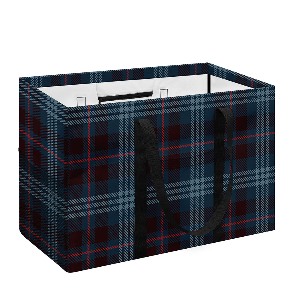 Dark Blue Tartan Pattern Print Utility Tote Bag