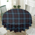 Dark Blue Tartan Pattern Print Waterproof Round Tablecloth