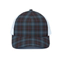 Dark Blue Tartan Pattern Print White Mesh Trucker Hat