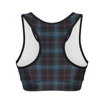 Dark Blue Tartan Pattern Print Women's Sports Bra