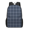 Dark Blue Tattersall Pattern Print 17 Inch Backpack