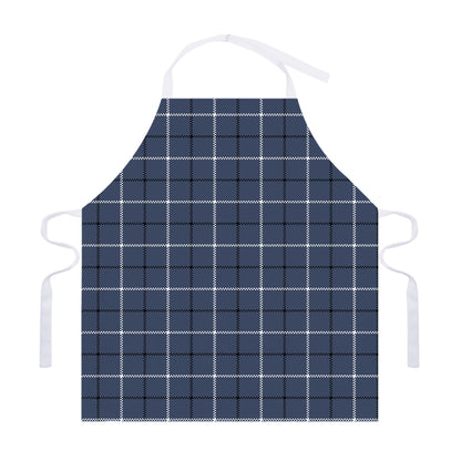 Dark Blue Tattersall Pattern Print Adjustable Apron