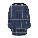Dark Blue Tattersall Pattern Print Baby Seat Cover