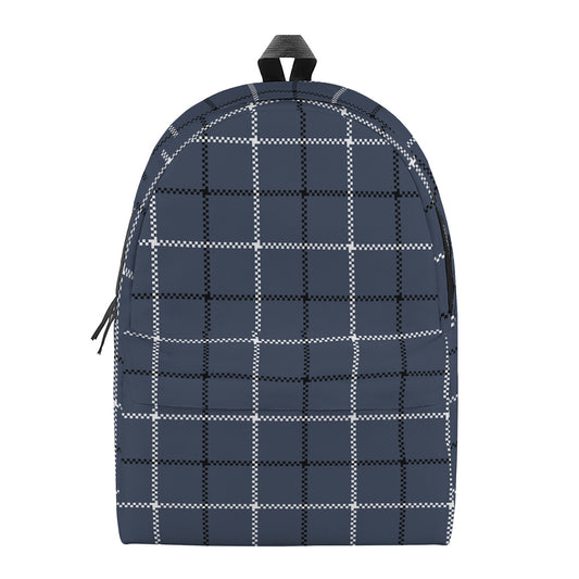 Dark Blue Tattersall Pattern Print Backpack
