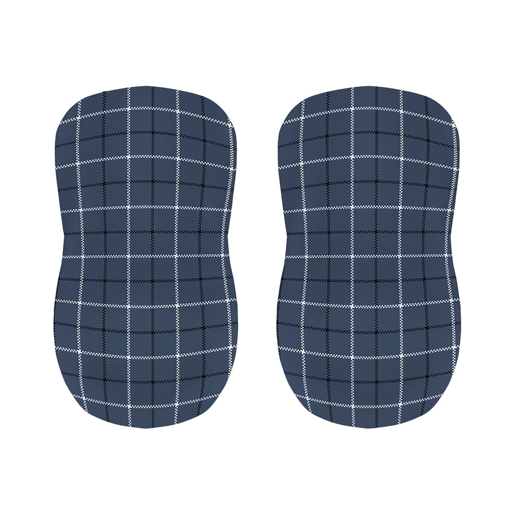Dark Blue Tattersall Pattern Print Bar Stool Covers