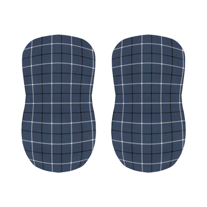 Dark Blue Tattersall Pattern Print Bar Stool Covers
