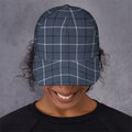 Dark Blue Tattersall Pattern Print Baseball Cap