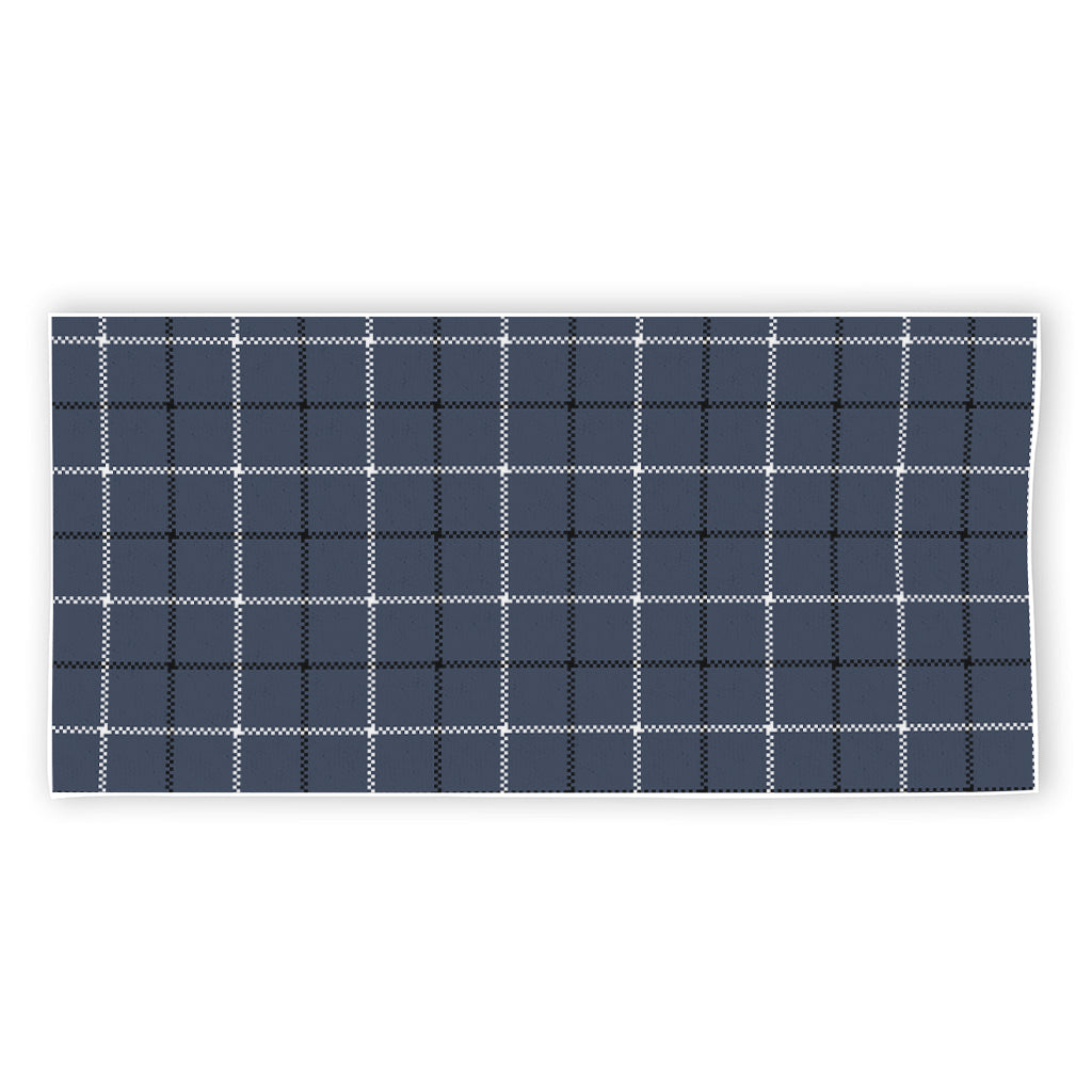 Dark Blue Tattersall Pattern Print Beach Towel