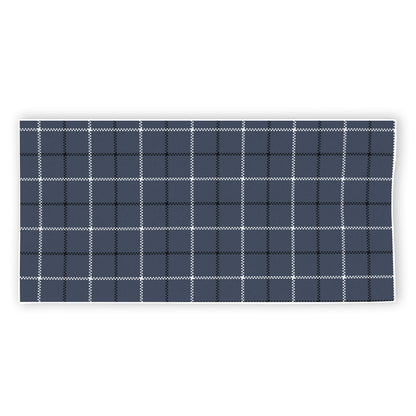 Dark Blue Tattersall Pattern Print Beach Towel