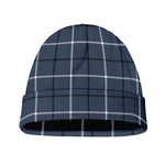 Dark Blue Tattersall Pattern Print Beanie
