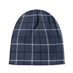 Dark Blue Tattersall Pattern Print Beanie