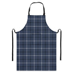 Dark Blue Tattersall Pattern Print Bib Apron With Pocket