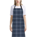Dark Blue Tattersall Pattern Print Bib Apron With Pocket