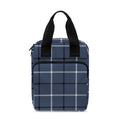 Dark Blue Tattersall Pattern Print Bible Tote Bag