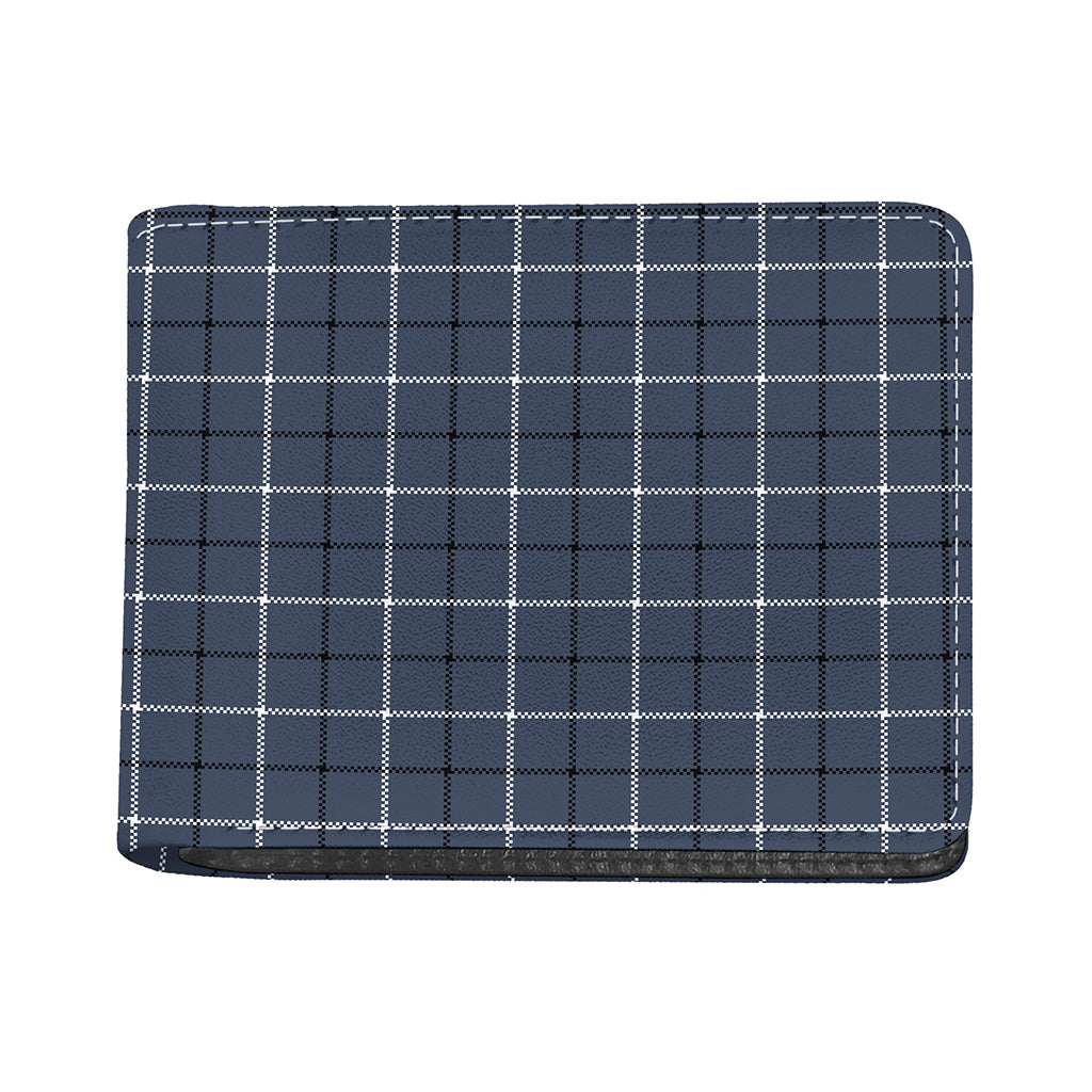 Dark Blue Tattersall Pattern Print Bifold Wallet