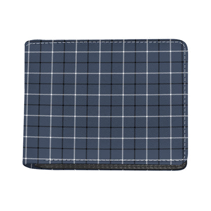 Dark Blue Tattersall Pattern Print Bifold Wallet