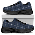 Dark Blue Tattersall Pattern Print Black Chunky Shoes