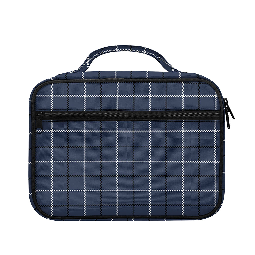 Dark Blue Tattersall Pattern Print Briefcase Bible Bag