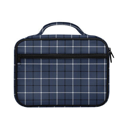 Dark Blue Tattersall Pattern Print Briefcase Bible Bag