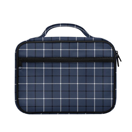 Dark Blue Tattersall Pattern Print Briefcase Bible Bag