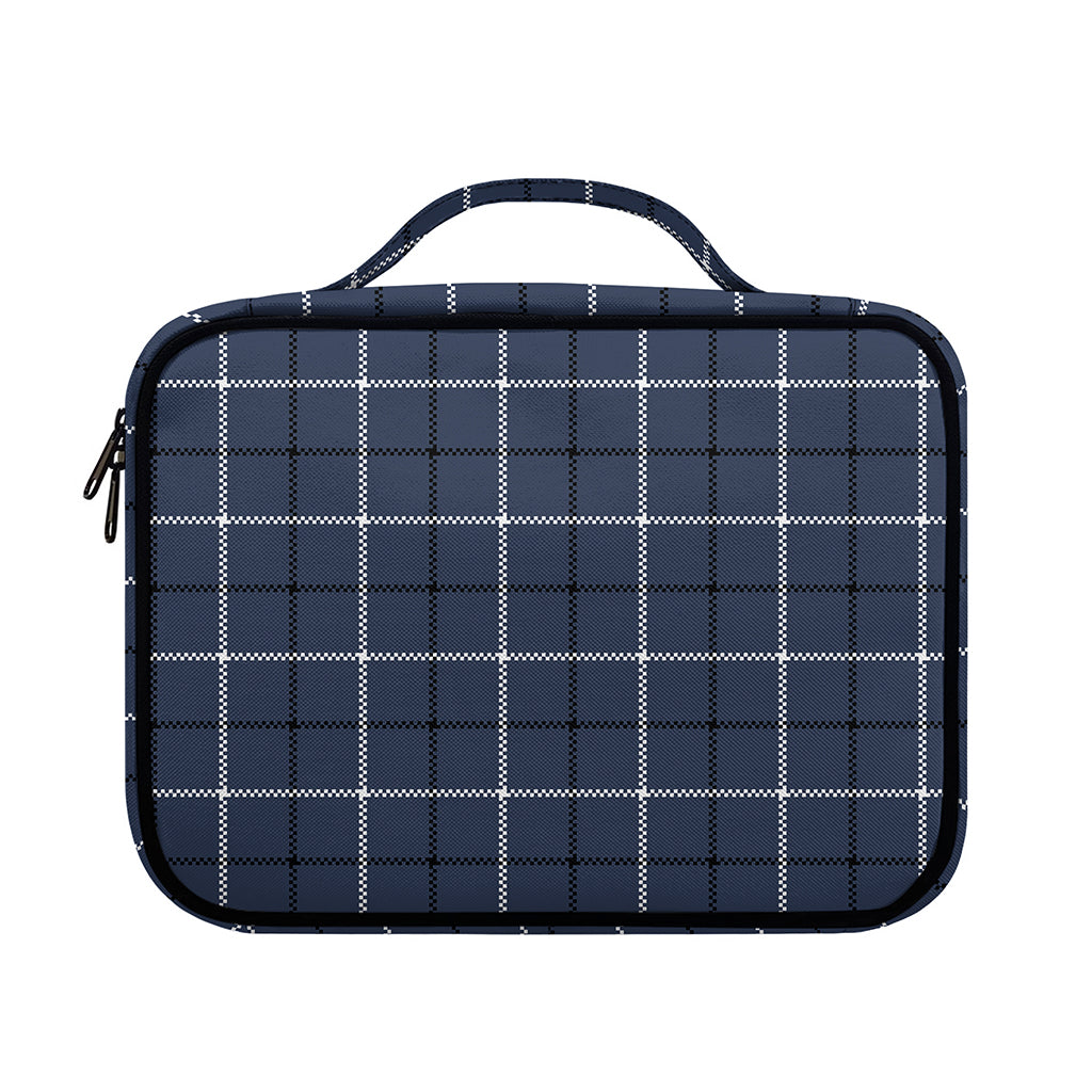 Dark Blue Tattersall Pattern Print Briefcase Bible Bag